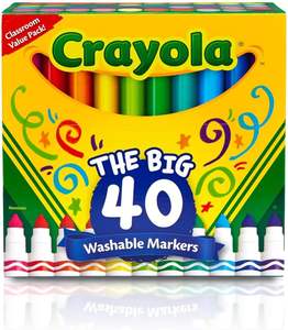 Marqueurs lavables Crayola Ultra Clean (40 pièces), marqueurs colorés à pointe large pour enfants, ensemble de marqueurs pour livre de coloriage et art, cadeaux pour enfants - Product Image 2