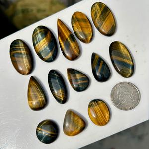 InfinityStones Multi Tiger Loose Gemstone Handmade Smooth Polished Blue Natural Tiger Eye Cabochon Semi Precious Mix Shape - Product Image 5