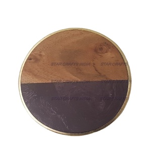Unique Style Wood And Resin <b>Round</b> Shape Coaster New Production Home and kitchenware Birthday Party Used Customized High Quality - Product Image 1