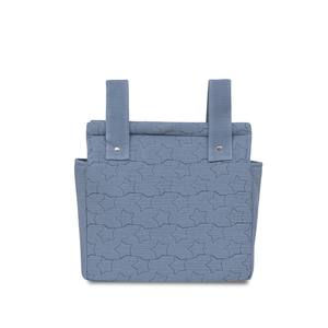 Sac à couches 100% coton Mod. Design Estrellas avec tissu en lin bleu foncé de style muséal - Product Image 1