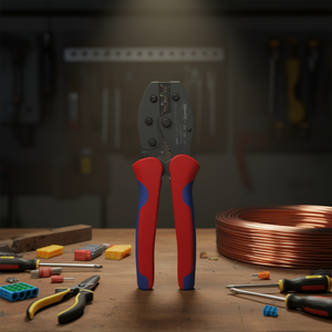 Knipex PreciForce Crimping Pliers for <b>Wire</b> Burnished Non-Insulated Open Plug Type Connectors Sizes 4.8+6.3mm - Product Image 3