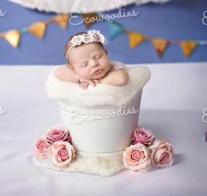 Charmant mignon bébé nouveau-né photographie bambou seau accessoires naturel bois massif photographie accessoires pour nouveau-né bébé - Product Image 5