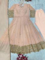 Vestido Anarkali de Alta Calidad, Atractivo, Tradicional Indio-Pakistaní, para Festividades, Diseño de Diseñador, en Falsa Georgette para Mujer