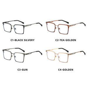 Nueva moda de lujo para hombre, gafas, bloqueador de luz azul, geométrico, negro, plateado, cuadrado, aleación, bisagra de resorte, óptica 2025 - Product Image 6