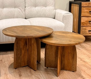 Minimalist Solid Wood MDF Coffee Table Simple Irregular Shape for Hotel Apartment Living Room Dining Room Use for India - Product Image 1