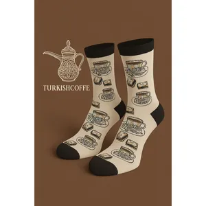 Unisex One-Size Ankle <b>Socks</b> Breathable Seamless Soft <b>Warm</b> Digital Printed Turkish Coffee Delight Pattern Daily Use Autumn Winter - Product Image 1
