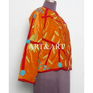 Handcraft Floral Embroidered Suzani <b>Velvet</b> <b>Women's</b> Winter Eco-Friendly Quick Dry Customizable <b>Jacket</b> Cotton Fill Front Logo - Product Image 4