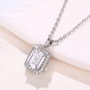 Fábrica al por mayor <span class=keywords><strong>Moissanite</strong></span> diamantes Esmeralda collar joyería de plata 925 <span class=keywords><strong>Moissanite</strong></span> cadena colgante collares para mujeres - Product Image 6