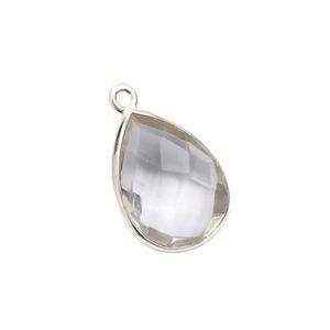 Fait à la main 18K or 925 argent naturel clair Quartz lunette réglage poire forme pierre de naissance pendentif breloque pour collier fabrication de bijoux - Product Image 5