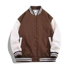 Vente en gros Veste universitaire Letterman à manches en cuir avec broderie sur patch personnalisée pour hommes Grande taille Pull Bomber Coat - Product Image 4