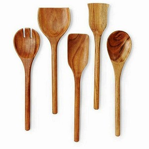 Acacia Salad Servers Set Salad Server Set Natural <b>Wooden</b> with 2 Turners Sustainable Handmade <b>Utensils</b> - Product Image 4