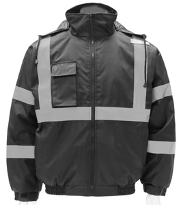 Uniforme de protection de sécurité réfléchissant de haute qualité veste unisexe isolée vêtements de travail imperméables d'hiver à capuche haute visibilité - Product Image 4