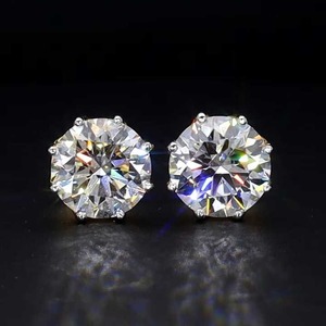 Pendientes de tuerca finos de diamante cultivado en laboratorio de corte clásico con estilo Unisex, oro rosa amarillo blanco de 18 quilates, a la moda para fiesta de aniversario de boda - Product Image 5
