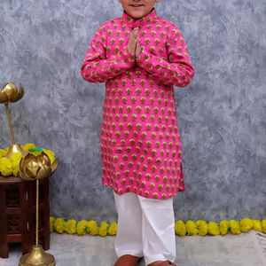 Conjunto Kurta de pijama de algodón de excelente calidad para niños | Traje étnico cómodo de fabricante indio - Product Image 1