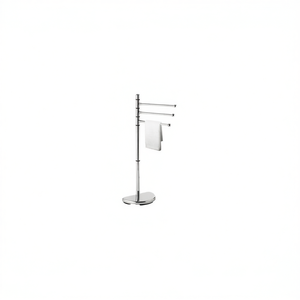Porte-serviettes de salle de bain autoportant en métal chromé – Accessoire élégant pour salle de bain et toilettes - Product Image 2