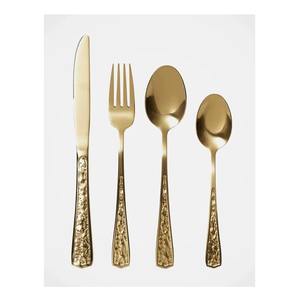 Ensemble de 4 couverts en acier inoxydable Cuisine de table idéale pour la maison Hôtel Utilisation Couverts finis plaqués couleur or Poignée de dernière conception - Product Image 1