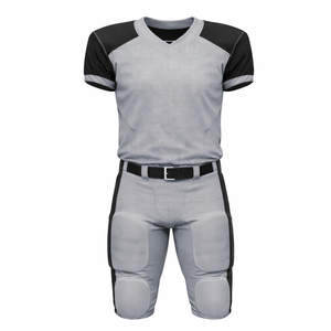 Uniforme de Fútbol Americano Profesional Plateado y Negro, Jersey de Alto Rendimiento con Contraste en los Hombros y Pantalones Acolchados para el Juego - Product Image 1