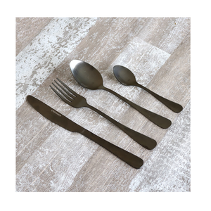 Cuchara de acero espejado/tenedor/cuchillo de mantequilla 4 cucharas para boda Juego de cubiertos de hotel Cuchara negra mate de acero inoxidable - Product Image 6