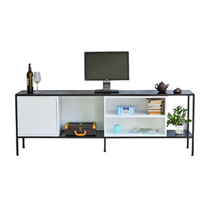 KTV68097 Soporte de TV de Hierro Moderno y Minimalista de Lujo con Consola Eléctrica de Madera de Caucho para Sala de Estar, Muebles para el Hogar - Product Image 1