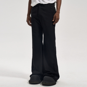 Pantalons évasés personnalisés OEM pour hommes, vêtements de rue d'extérieur, coton noir, pantalons évasés vierges pour hommes - Product Image 1