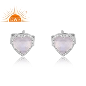 Pendientes de Plata de Ley 925 chapados en rodio blanco superventas, arcoíris, piedra lunar, tachuelas de piedras preciosas, fabricante de joyería personalizada - Product Image 1