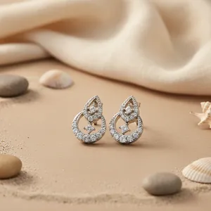 Parure de bijoux en argent et zircon pour femme Art Palace, forme goutte d'eau, taille poire, sertissage griffe, bijoux fins de luxe mignons pour mariage - Product Image 3
