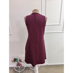 Robe courte bicolore en viscose à deux fils pour femme, col en V à bretelles, 35487 - Bordeaux - Product Image 6