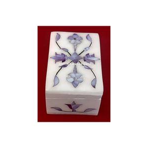 สินค้าพิเศษใหม่และผู้ผลิตอินเดียหินอ่อนสีขาวธรรมชาติแม่สีฟ้าของกล่องเครื่องประดับฝังมุกที่มีผู้ส่งออกรายใหญ่ที่สุด - Product Image 1