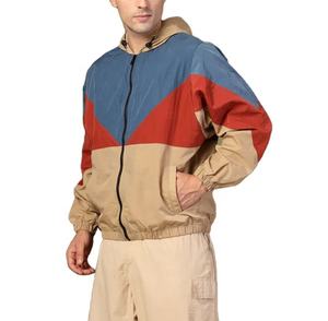 Veste coupe-vent à blocs de couleur personnalisée, demi-zip, coupe-vent, légère, en nylon pour homme - Product Image 4