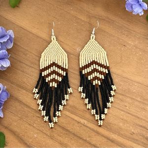 Pendientes de Moda Tejidos a Mano con Cuentas de Vidrio, Borla Larga, Estilo Bohemio, Joyería para Bodas y Aniversarios para Mujer, 2 Piezas - Product Image 4