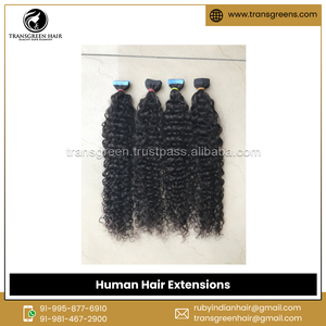 Pelucas indias Virgin Temple Hair 100% Raw sin procesar Kinky Curly Tape Extensión de cabello humano disponible a un precio asequible - Product Image 4