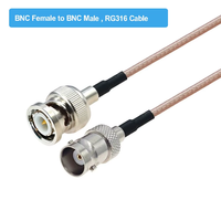 Câble coaxial RF 30CM RG316 avec connecteur BNC mâle vers femelle 50 Ohm pour caméra SDI, système de sécurité CCTV DVR