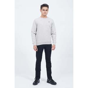 Mens Crewneck Sweatshirt Zipper Long Sleeve Knitted Pullover OEM ODM Custom Label Screen <b>Print</b> Wholesale Solid 100% Cotton - Product Image 2
