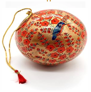 Colibri et boule de papier mâché design floral, ornement peint à la main, couleurs vibrantes cadeau unique, disponible au prix de gros - Product Image 1
