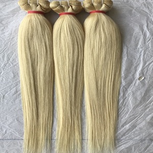 Cuticule brute alignée blonde douce soyeuse droite trame de machine 613 faisceaux Remy vierge temple indien vente en gros de cheveux humains mongols - Product Image 6