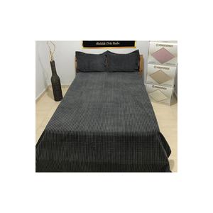 Ensemble de draps et taies d'oreiller en coton 3 pièces Modern Line, collection de couvertures double face élégante en anthracite - Product Image 1