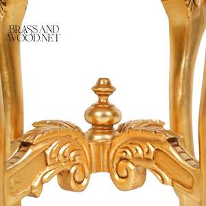 Mesa Auxiliar Redonda de Lujo con Tapa de Mármol Blanco y Marco de Madera con Hojas de Oro Talladas a Mano para Decoración de Muebles de Hogar de Estilo Palacio - Product Image 3