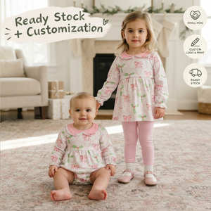 OEM/ODM/RTS Pink bow tunic leggings girls <b>Christmas</b> <b>dress</b> outfits girl's clothing set <b>kids</b> girl clothing sets girls clothing - Product Image 1