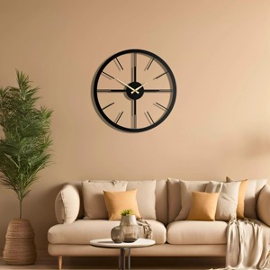 Elegante Reloj de pared redondo de metal negro con diseño atemporal simple perfecto para agregar encanto elegante a la pared del hogar y el interior de la Oficina - Product Image 1