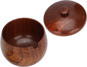 Récipient en bois de haute qualité avec cuillère idéal pour un présentoir de table élégant Récipient de stockage en bois de style vintage en vente - Product Image 3