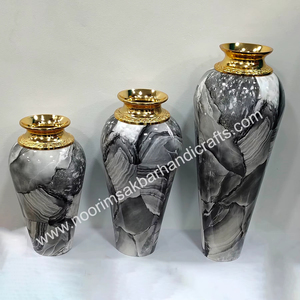 Jarrón de flores de hierro costero clásico esmalte de mármol blanco hogar restaurante vajilla decoración directo de fábrica al por mayor mejor jarrón de suelo - Product Image 5