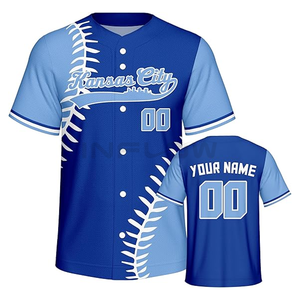 Bordado personalizado camisetas de béisbol para adultos al por mayor azul liso diseño de transferencia de calor transpirable 100% poliéster colores personalizados - Product Image 3