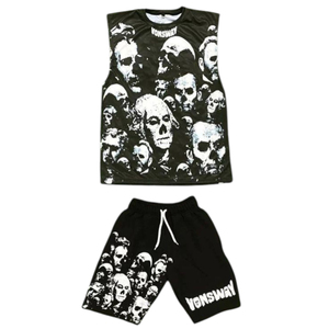 Ensemble chemise et short pour hommes de luxe OEM sur mesure avec manches de sérigraphie de haute qualité moins de chemise design et ensemble short - Product Image 2