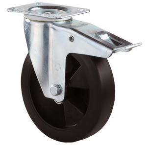 200 mm Solid Rubber Swivel Casters for Furniture 300 kg Load Capacity BS Casters <b>with</b> Total <b>Lock</b> 138 X 109 mm <b>Wheel</b> Diameter - Product Image 3