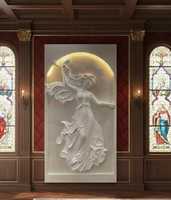 Murale en relief 3D moderne de 8x4 pieds, élégance européenne, portrait d'ange |   Panneau mural en FRP avec éclairage LED intégré |   Luxe haute fidélité