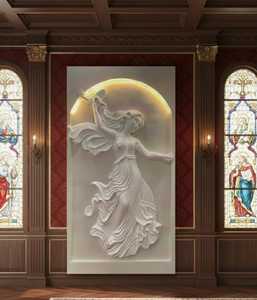 8x4 ft hiện đại Châu Âu Lady 3D cứu trợ bức tranh tường | Tích hợp dẫn ánh sáng tường nghệ thuật Bảng điều khiển | sang trọng độ trung thực cao tường điêu khắc - Product Image 5