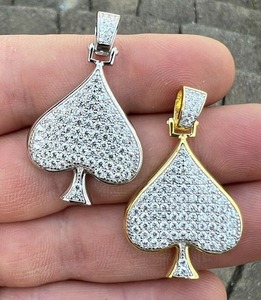 จี้เงินแท้ 925 Ace of Spades ฮิปฮอปโชคดี เหมาะสําหรับเครื่องประดับ สร้อยคอเพชรอื่นๆ - Product Image 1