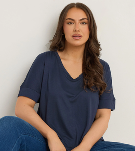 เสื้อยืดผ้าโมดอลสีกรมท่าสำหรับผู้หญิงไซส์พิเศษผ้าคอตตอนแห้งเร็วไซส์ใหญ่พิเศษ - Product Image 1