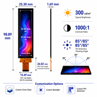 Layar LCD Batang 3,71 Inci |   Modul Layar IPS TFT 240x960 Terentang, Antarmuka MIPI 2-Lane, Driver ST7701S, Kecerahan 300 Nits