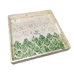 Plateau de service rond exquis en incrustation de nacre de 34cm de diamètre Couleur personnalisable pour la maison et le restaurant - Product Image 2